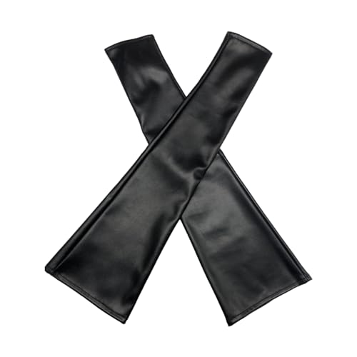 Operas Lange Lederhandschuhe Ohne Finger Für Damen Kostüm Party PU Armwärmer Herbst Winter Y2K Solide Armmanschette Lange Armwärmer von Limtula