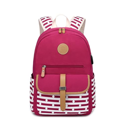 Praktischer Rucksack für Teenager, Mädchen und Jungen, Laptop-Rucksäcke, Schultasche mit USB-Ladeanschluss, Reisebuchtasche, verstellbarer Schultergurt, rot, One Size Praktischer Rucksack für Teenager, Mädchen und Jungen, Laptop-Rucksäcke, Schultasche mit USB-Ladeanschluss, Reisebuchtasche, verstellbarer Schultergurt, rot, One Size von Limtula
