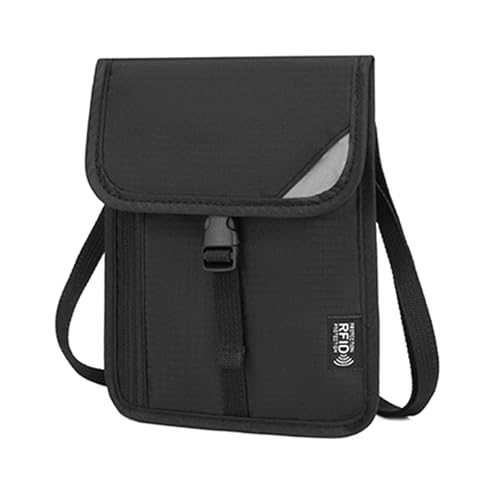 RFIDS Reisebrieftasche, sicherer Reisepass und Geldbeutel, verstellbarer Umhängeband, um Bargeld, Kreditkarte, Reisepasshülle für Reisen zu halten, Schwarz , One Size von Limtula