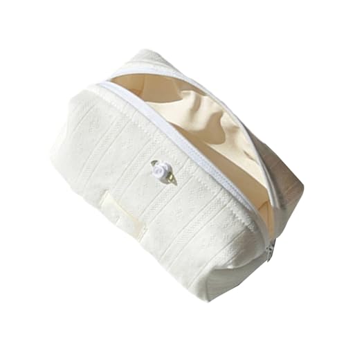 Stilvolle, gesteppte Make-up-Tasche aus Baumwolle mit Reißverschlüssen für Damen und Mädchen, sichere Aufbewahrung, stilvolle Kosmetik-Organisation, tragbare Make-up-Aufbewahrung, weiß, Mass Beauty Stilvolle, gesteppte Make-up-Tasche aus Baumwolle mit Reißverschlüssen für Damen und Mädchen, sichere Aufbewahrung, stilvolle Kosmetik-Organisation, tragbare Make-up-Aufbewahrung, weiß, Mass Beauty von Limtula