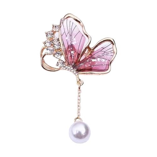 Stilvolle Schmetterlings-Brosche mit tropfenden Wassertropfen, Kunstlegierung, Schmuck für Blazer, Kleider, Mäntel, Perlen, Schmetterlingsschmuck, Einheitsgröße, Wie beschrieben von Limtula