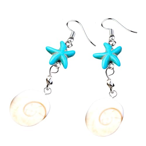Stilvolle Seesternschubstropfen Ohrringe Ohrhänger Schmuck Für Strandferien Und Partys Meeresmotivzubehör Natursteinohrringe von Limtula