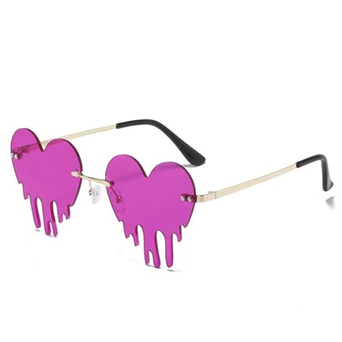 Tropfende Sonnenbrille in Herzform für Damen und Jugendliche, modische randlose Veranstaltungsbrille für Musikfestival und Nachtveranstaltungen, Musikfestival Tropfende Sonnenbrille in Herzform für Damen und Jugendliche, modische randlose Veranstaltungsbrille für Musikfestival und Nachtveranstaltungen, Musikfestival von Limtula