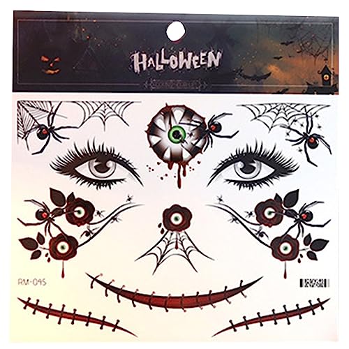 Wasserdichtes Halloween Kostüm Temporärer Tattoosstickere Gesicht Make Up Realistische Spiders Design Fakestattoos Aufkleber von Limtula