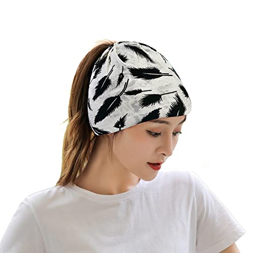 Lin’s Liliana Kopftuch Damen weich leicht Bandana Halstuch Damen Schal elastisches Stirnband Mädchen (Feder) von Lin's Liliana