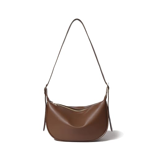 Lin’s Liliana Umhängetasche Damen | PU Leder Halbmond Schultertasche Wasserabweisend | Stylische Crossbody Moon Bag mit verstellbarem Gurt(Dunkelbraun) von Lin's Liliana