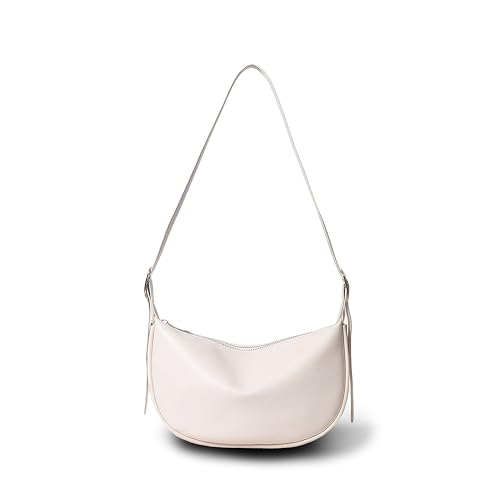 Lin’s Liliana Umhängetasche Damen | PU Leder Halbmond Schultertasche Wasserabweisend | Stylische Crossbody Moon Bag mit verstellbarem Gurt(Weiß) von Lin's Liliana