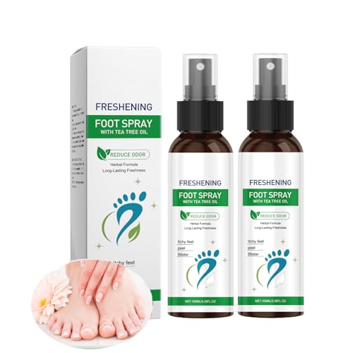 100ml Foot Spray with Tea Tree Oil Fast-Acting Care for Athlete’s Foot, Odor Control Cracked Heel Relief Natural Deodorizer for Men Women Refreshing Sanitizer Spray (2PCS) von LinBomZony