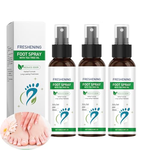 100ml Foot Spray with Tea Tree Oil Fast-Acting Care for Athlete’s Foot, Odor Control Cracked Heel Relief Natural Deodorizer for Men Women Refreshing Sanitizer Spray (3PCS) von LinBomZony