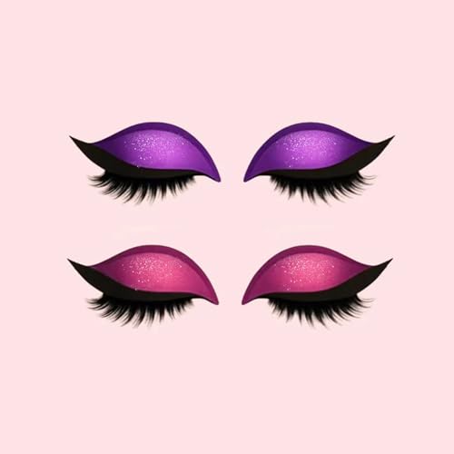 2-in-1 wiederverwendbares Lazy Eye Shadow Eyelash Patch, hautfreundliche Make-up-Schablonenaufkleber mit falschen Wimpern, einfach aufzutragende Lidschattenschablone für alle (Lila + Rosa) von LinBomZony