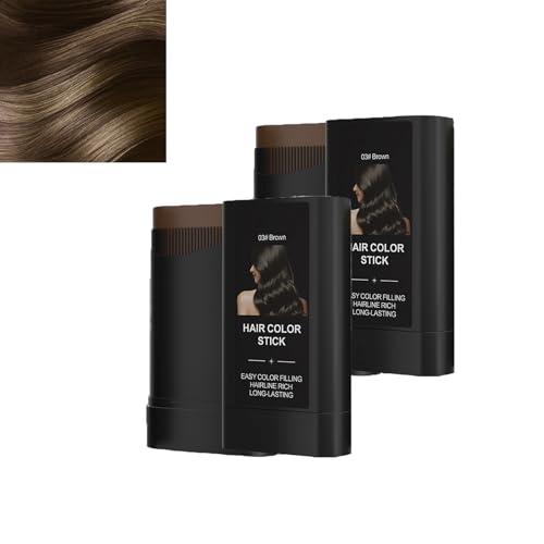 2er-Pack Haarfarbkamm mit Instant Root Touch-Up - Wasserdichter schweißfester grauer Abdeckungs-Färbestift, 2-in-1-Färbewerkzeug für Damen und Herren, Langlebig für schnelles (BRAUN) von LinBomZony