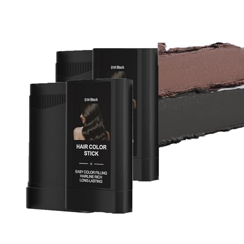 2er-Pack Haarfarbkamm mit Instant Root Touch-Up - Wasserdichter schweißfester grauer Abdeckungs-Färbestift, 2-in-1-Färbewerkzeug für Damen und Herren, Langlebig für schnelles (SCHWARZ) von LinBomZony