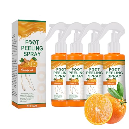Foot Peeling Spray, Instant Dead Skin Remover for Cracked Heels, Dry Feet & Calluses, Hydrating Moisturizing Pedicure Care, Hydrating Refreshing, Women & Men, Orange Scented (100ML) (4PCS) von LinBomZony