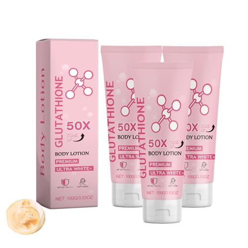 Glutathione Enriched Body Lotion， Brightening Moisturizer for Women Men， Hydrating Cream with Niacinamide, Hyaluronic Acid， Improves Dark Spots, Sensitive Skin Safe (3PCS) von LinBomZony