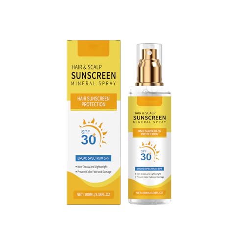Hair Scalp Sunscreen Spray SPF 30, UV-Schutz für farbbehandeltes, hervorgehobenes Haar, nicht fettender, schwereloser Nebel mit Kokosnussöl, gegen verblassende Trockenheit, Beach Pool Daily Use (1PCS) von LinBomZony