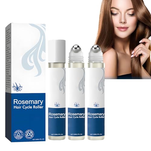 Ingwer-Rosmarin-Haarserum Roll-On, Haarfollikelbehandlung für Männer und Frauen, Kopfhautpflege-Essenz zur Stärkung der Strähnen, Erhöhung der Dicke, Ernährung der Wurzeln mit sauberem (3PCS) von LinBomZony