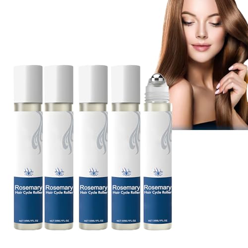 Ingwer-Rosmarin-Haarserum Roll-On, Haarfollikelbehandlung für Männer und Frauen, Kopfhautpflege-Essenz zur Stärkung der Strähnen, Erhöhung der Dicke, Ernährung der Wurzeln mit sauberem (5PCS) von LinBomZony