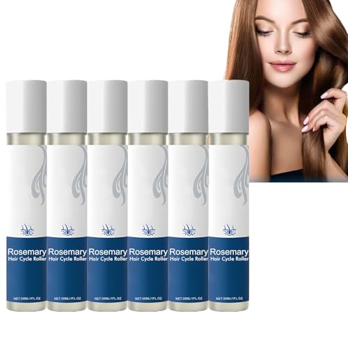 Ingwer-Rosmarin-Haarserum Roll-On, Haarfollikelbehandlung für Männer und Frauen, Kopfhautpflege-Essenz zur Stärkung der Strähnen, Erhöhung der Dicke, Ernährung der Wurzeln mit sauberem (6PCS) von LinBomZony