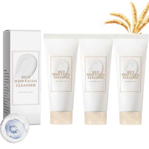 Rice Foaming Cleanser Skin, Sanftes Gesichtswasser mit Reisextrakt Peeling-Reispulver, Tiefenreinigung der Poren, Oil Control Hydration, Vegane Hautpflege für Frauen Männer, Daily (3 STÜCKE) von LinBomZony