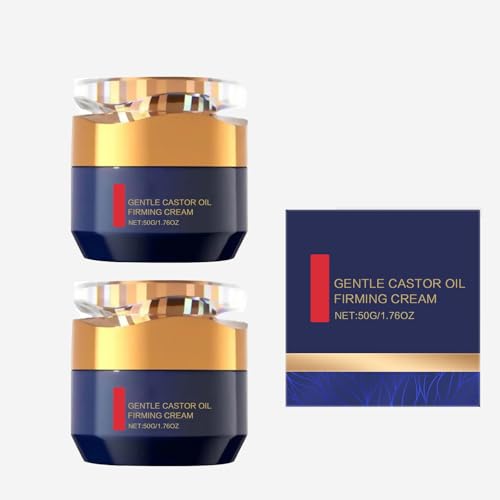 Sanftes Rizinusöl Anti-Aging-Straffungscreme, Faltenentfernung und straffende Feuchtigkeitscreme, weiße Creme für Frauen,Verbesserung der Elastizität und Hydratation der Haut (2 STÜCKE) von LinBomZony