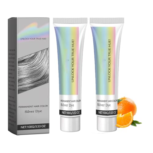 Silbergraues natürliches Haarfärbemittel, graue semi-permanente Haarfarbe, einfach zu färben graue Haarfarbe dauerhaft, silbergraue natürliche Haarfärbecreme, einfach für Männer (2PCS) von LinBomZony
