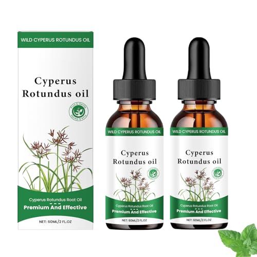 Wild Cyperus Rotundus Öl zur Reduzierung des Haarwachstums, natürliches Haarentfernungsöl für Frauen und Männer, 2 fl oz mit Tropfer, glättende und beruhigende Hautpflege, geeignet für (2 STÜCKE) von LinBomZony