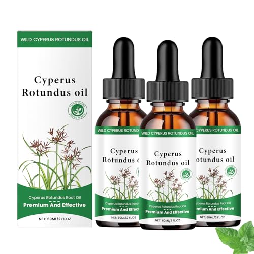 Wild Cyperus Rotundus Öl zur Reduzierung des Haarwachstums, natürliches Haarentfernungsöl für Frauen und Männer, 2 fl oz mit Tropfer, glättende und beruhigende Hautpflege, geeignet für (3 STÜCKE) von LinBomZony