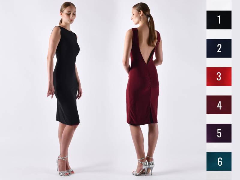 Caló Reversible Tango Etuikleid Gerafften Und Mit Offenen Rücken von LinCreationsBoutique