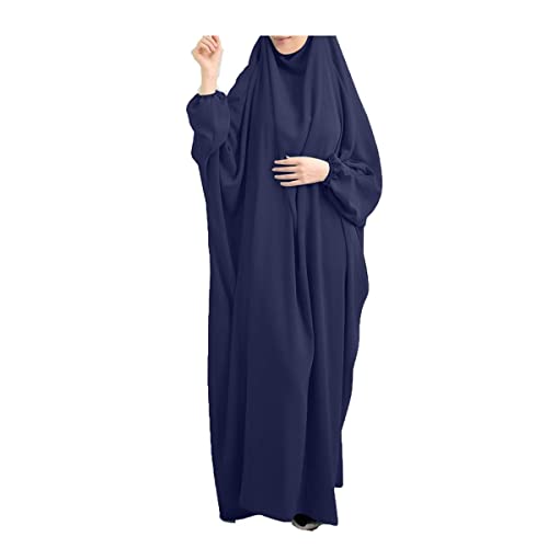 LinKeTop Damen Muslimisches Kleid mit Hijab, betendes Maxikleid islamisches Abaya - Einheitsgröße, navy, LK-MuslimDress-03 von LinKeTop