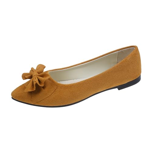 Damen Ballerinas flach klassisch, Elegante und Bequeme Ballettschuhe mit Schleifenbesatz Weich Faux Wildleder Flach Spitze Pumps Weiches Loafer Slip On Knit Kleid Schuhe Damen Ballerinas flach klassisch, Elegante und Bequeme Ballettschuhe mit Schleifenbesatz Weich Faux Wildleder Flach Spitze Pumps Weiches Loafer Slip On Knit Kleid Schuhe von LinRim