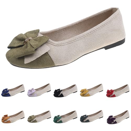 Damen Geschlossene Ballerinas Schleife Mokassin Weich Faux Wildleder Flach Spitze Pumps Runde Zehe Kleid Schuhe Komfort Slip On Klassische Sommerschuhe Walking Flats für Frauen Damen Geschlossene Ballerinas Schleife Mokassin Weich Faux Wildleder Flach Spitze Pumps Runde Zehe Kleid Schuhe Komfort Slip On Klassische Sommerschuhe Walking Flats für Frauen von LinRim
