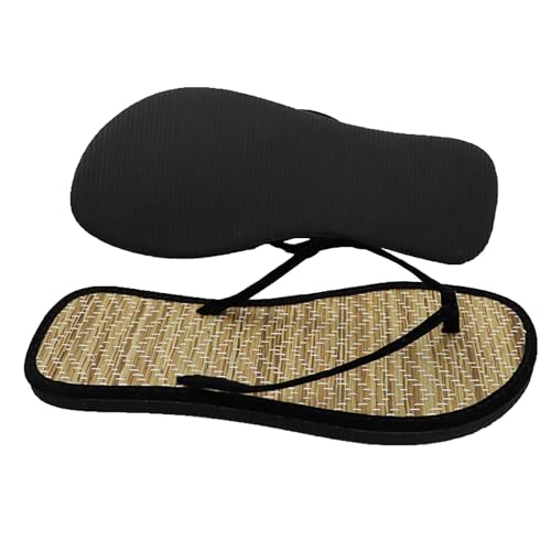 Flip Flops Damen Leinen Flip-Flops Hause Zu Und Indoor Sandalen aus Stroh Elegant Rutschfest Flach Badeschuhe Open Toe Bequeme Strandschuhe Slides Badelatschen für Strand Schwimmbad von LinRim