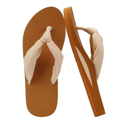Flip Flops Damen Stoff Weich Yoga Matte Sandalen Sommer Strand String Sandalen Leicht mit Arch Support Thong Sandals Bequeme Flipflop Bathing Shoes Täglich Draußen Reisen Beach Pool von LinRim