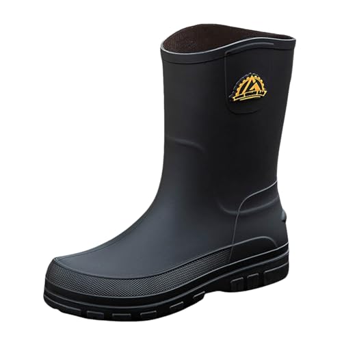 Gummistiefel Herren Halbhoch Regenstiefel Wasserdicht Rain Boots Leicht Gartenstiefel Komfortabel Angelstiefel rutschfest Geeignet Regentag Rutschiger Boden Gartenschuhe von LinRim
