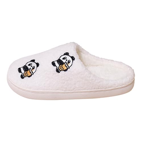 Halloween Slippers Damen Hausschuhe mit niedlichem Panda-Motiv Winter Warme Funny Print Pantoffeln Cartoon Pantoletten Bequem Hauspantoffeln mit Rutschfester Gummisohle von LinRim