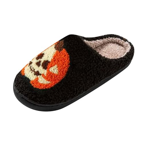 Hausschuhe Frauen Männer Memory Foam Cartoon Pantoffeln Neuheit Lustige Warme Kuschel Kürbis Slippers Plüsch Pantoffeln Niedliche Pantoletten Bequem Hauspantoffeln von LinRim