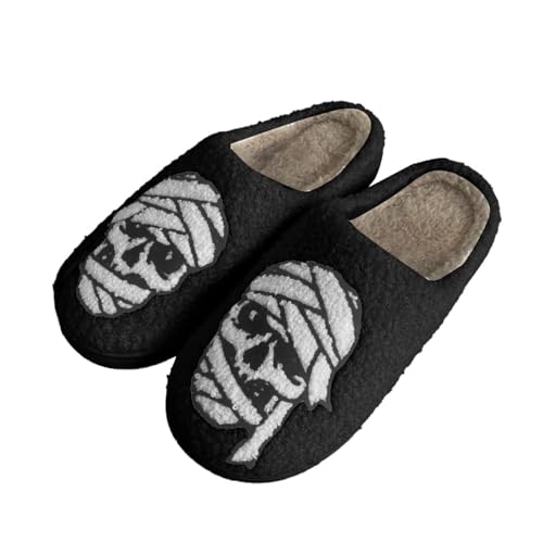 Hausschuhe Mit lustigen Monstern und Skeletten Damen Herren Weicher Plüsch Retro Hauspantoffeln Frauen Bequeme Warme Pantoffeln Trendiger Slipper Winter Kuschelige Warme Schuhe drinnen und draußen von LinRim
