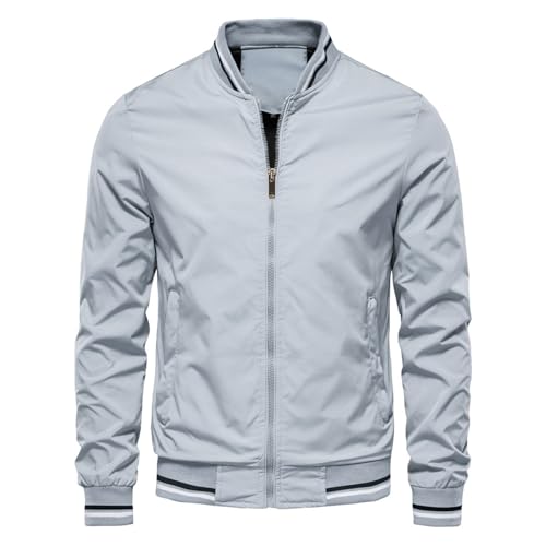 Herren Bomberjacke Leichte Übergangsjacke Fliegerjacke Herren Jacken Leichte Windbreaker Übergangsjacke Bomberjacke Stehkragen Baseball Blouson einfarbig Leichte Dünne Bomberjacke von LinRim