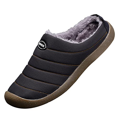 Herren Damen Winter Hausschuhe Plüsch Warm Gefütterte Wasser-Widerstand Slippers Freizeit Haus Pantoffeln Gefüttert Winterschuhe Slip-On Plüsch Pantoletten Clogs Outdoor Winterschuhe von LinRim