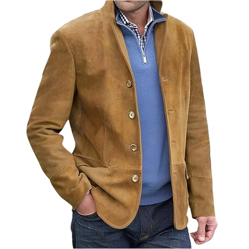 Herren Sakko mit Stretch Anzugjacke Herrenjackett Herrenblazer Regular-Fit Jacke aus Veloursleder im Hemden-Stil Mantel Herren Winter Schlank Windbreaker Business Jacke Freizeit Trucker Coat von LinRim