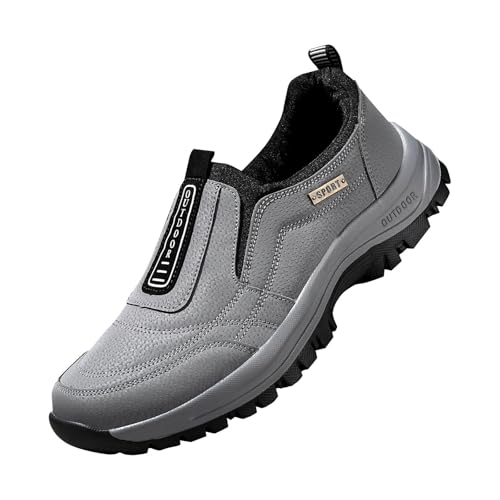 Herren Schuhe Extra Weit Slip On Sneakers Wildleder Leicht Turnschuhe Bequem Atmungsaktiv Sneakers Sportschuhe ohne schnürsenkel Turnschuhe rutschfest Halbschuhe Orthopädische Schuhe,EU39 von LinRim