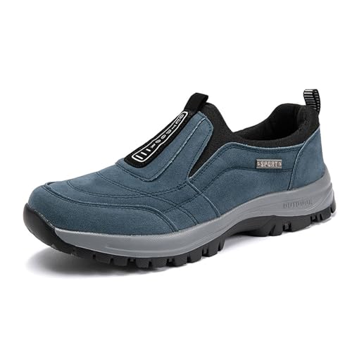 Herren Schuhe Extra Weit Slip On Sneakers Wildleder Leicht Turnschuhe Bequem Atmungsaktiv Sneakers Sportschuhe ohne schnürsenkel Turnschuhe rutschfest Halbschuhe Orthopädische Schuhe,EU45 von LinRim