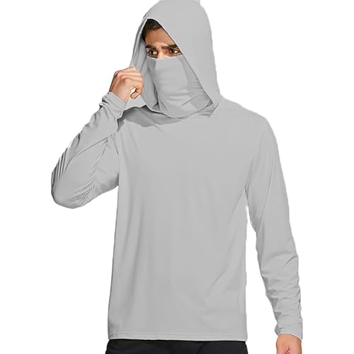 Herren UV-Schutz Hoodie Kapuzenpullover UPF 50+ Langarm Shirt mit Daumenloch Schnell Trockend Sport Shirt Atmungsaktives Kapuzenshirt Langarmshirt Sommer Sonnenschutz Hoody für Outdoor Sport von LinRim