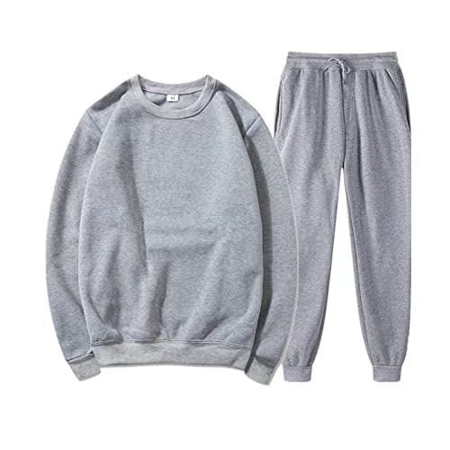 Jogginganzug Herren Jogger-Set Ohne Kapuze - Trainingsanzug Hausanzug Unifarben Freizeitanzug Langarm-Shirt & Bündchen Jogginghosen Zweiteilig Set Weich Bequem Nachtwäsche von LinRim