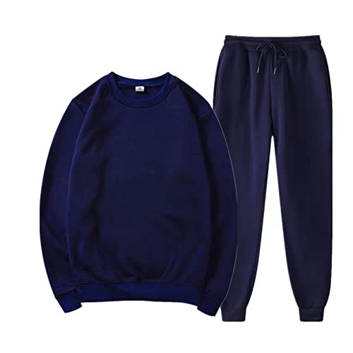 Jogginganzug Herren Jogger-Set Ohne Kapuze - Trainingsanzug Hausanzug Unifarben Freizeitanzug Langarm-Shirt & Bündchen Jogginghosen Zweiteilig Set Weich Bequem Nachtwäsche von LinRim