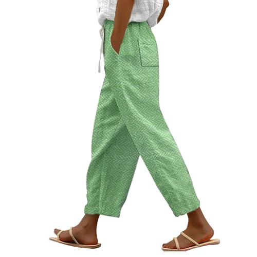 Leinenhose Damen Hose Sommer Musselin Leinen Hosen Stoffhose Freizeithose Gerade Geschnitten Strandhose Bequeme Causal Locker Palazzo Hose Sommerhose mit Taschen von LinRim