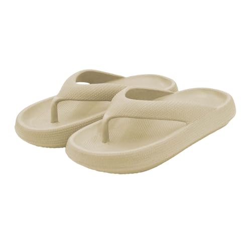 LinRim Badeschuhe Damen Herren Badeschlappen rutschfest Hausschuhe Badelatschen Pantoletten Sommer Cozy Schlappen Dickere Sohle Zehentrenner Superweiche Flip Flops Wolken Sandale von LinRim
