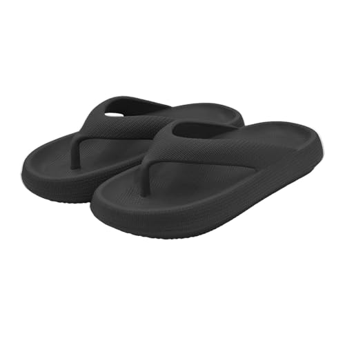 LinRim Badeschuhe Damen Herren Badeschlappen rutschfest Hausschuhe Badelatschen Pantoletten Sommer Cozy Schlappen Dickere Sohle Zehentrenner Superweiche Flip Flops Wolken Sandale von LinRim