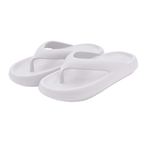 LinRim Badeschuhe Damen Herren Badeschlappen rutschfest Hausschuhe Badelatschen Pantoletten Sommer Cozy Schlappen Dickere Sohle Zehentrenner Superweiche Flip Flops Wolken Sandale von LinRim