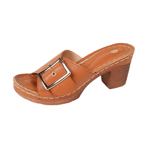 LinRim Damen Clogs Holzschuhe Holz Pantoletten mit Absatz Sommer Sandalen Bunte Farben Pantoletten Damen Mit Absatz Plateau Sandaletten Peep Toe Sandalen Wedges Slippers Leder Slide Keilabsatz Pumps von LinRim